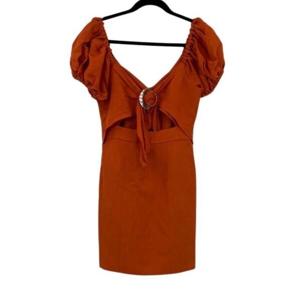 Significant Other Amber Linen Blend Cutout Puff Sleeve Solace Mini Dress Size 2 - Picture 2 of 7